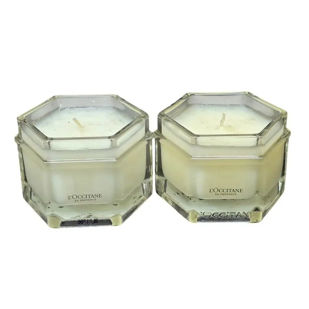 L'Occitane En Provence Scented Candle 3.5 oz Glass Jar Set of 2